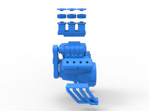 Engine V8 for vintage Monster truck Scale 1 to 25 3D Print Model