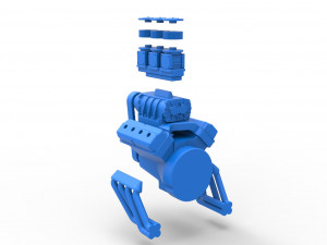 Engine V8 for vintage Monster truck Scale 1 to 25 3D Print Model