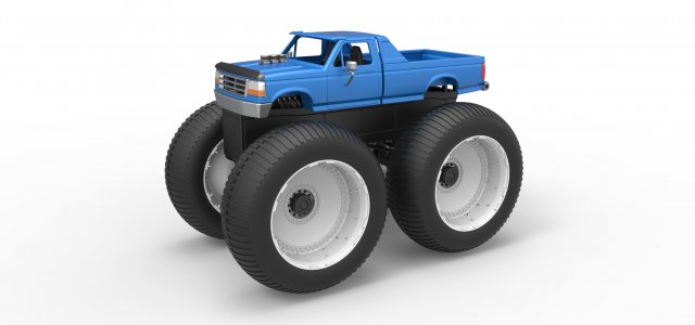Vintage Monster Truck Scale 1 to 25 3D Druckmodell in Fahrzeug 3DExport