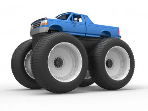Vintage Monster Truck Scale 1 to 25 3D Print Model