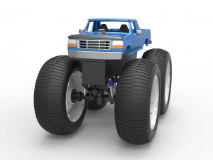 Vintage Monster Truck Scale 1 to 25 3D Print Model