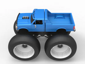 Vintage Monster Truck Scale 1 to 25 3D Print Model
