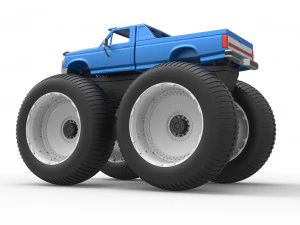 Vintage Monster Truck Scale 1 to 25 3D Print Model