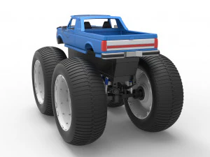 Vintage Monster Truck Scale 1 to 25 3D Print Model