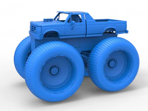 Vintage Monster Truck Scale 1 to 25 3D Print Model