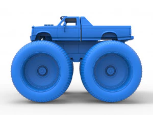 Vintage Monster Truck Scale 1 to 25 3D Print Model