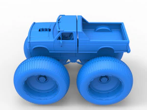 Vintage Monster Truck Scale 1 to 25 3D Print Model
