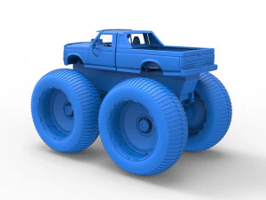 Vintage Monster Truck Scale 1 to 25 3D Print Model