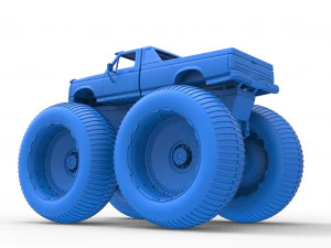 Vintage Monster Truck Scale 1 to 25 3D Print Model