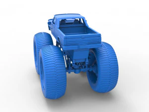 Vintage Monster Truck Scale 1 to 25 3D Print Model