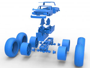 Vintage Monster Truck Scale 1 to 25 3D Print Model