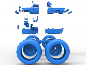 Vintage Monster Truck Scale 1 to 25 3D Print Model