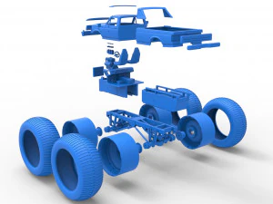 Vintage Monster Truck Scale 1 to 25 3D Print Model