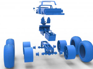 Vintage Monster Truck Scale 1 to 25 3D Print Model