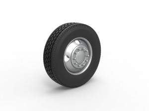 4 Hole front wheel of old school truck Scale 1 to 25 3D Принт Модель