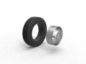 4 Hole front wheel of old school truck Scale 1 to 25 3D Принт Модель