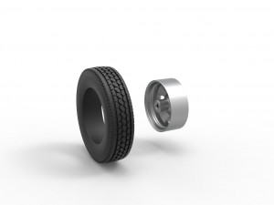 4 Hole front wheel of old school truck Scale 1 to 25 3D Принт Модель