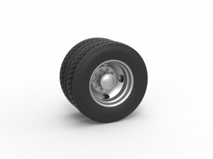 4 Hole rear double wheel of old school truck Scale 1 to 25 Model do druku 3D
