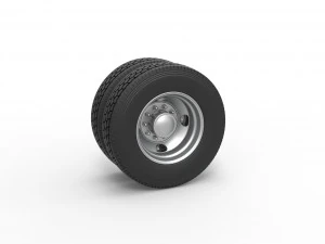 4 Hole rear double wheel of old school truck Scale 1 to 25 3D Print Model