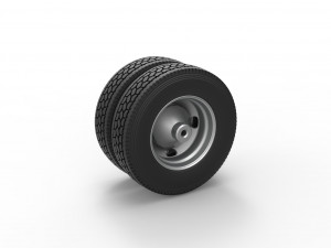4 Hole rear double wheel of old school truck Scale 1 to 25 Modelo de impresión 3D