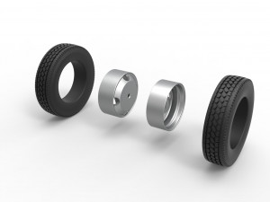 4 Hole rear double wheel of old school truck Scale 1 to 25 Modelo de impresión 3D