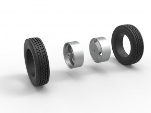 4 Hole rear double wheel of old school truck Scale 1 to 25 Modelo de impresión 3D