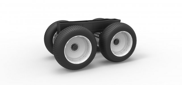 Chassis of vintage monster truck Scale 1 to 25 3D प्रिंट मॉडल .c4d .max .obj .3ds .fbx .stl .blend