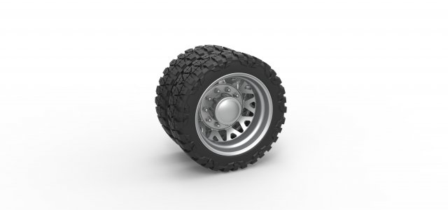 Rear semi wheel for pickup Version 1 Scale 1 to 25 3D प्रिंट मॉडल .c4d .max .obj .3ds .fbx .stl .blend
