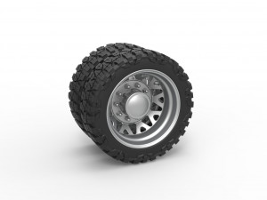 Rear semi wheel for pickup Version 1 Scale 1 to 25 3D Print Model