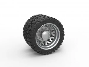 पिकअप संस्करण 1 स्केल 1 से 25 के लिए रियर सेमी व्हील 3D प्रिंट मॉडल