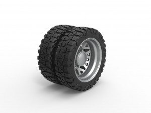 Rear semi wheel for pickup Version 1 Scale 1 to 25 3D प्रिंट मॉडल