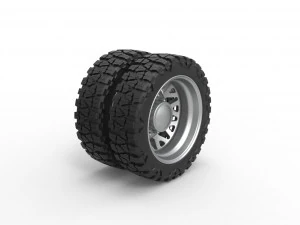 Rear semi wheel for pickup Version 1 Scale 1 to 25 3D Print Model