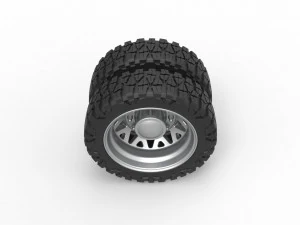 Rear semi wheel for pickup Version 1 Scale 1 to 25 3D Print Model