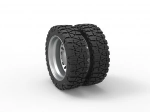 Rear semi wheel for pickup Version 1 Scale 1 to 25 3D Print Model
