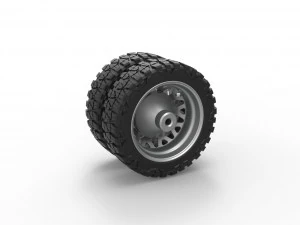 Rear semi wheel for pickup Version 1 Scale 1 to 25 3D Print Model