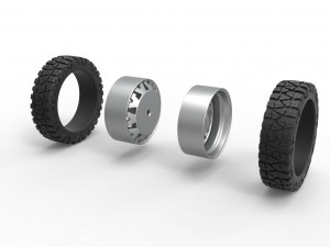 Rear semi wheel for pickup Version 1 Scale 1 to 25 3D प्रिंट मॉडल