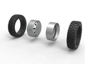 Rear semi wheel for pickup Version 1 Scale 1 to 25 3D Print Model