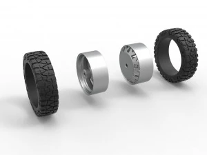 Rear semi wheel for pickup Version 1 Scale 1 to 25 3D Print Model