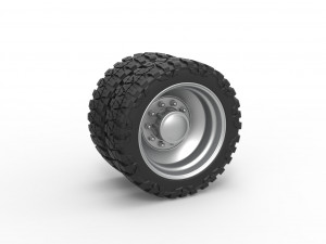 Rear semi wheel for pickup Version 2 Scale 1 to 25 3D Print Model