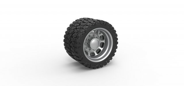 Rear semi wheel for pickup Version 3 Scale 1 to 25 Model Cetak 3D .c4d .max .obj .3ds .fbx .stl .blend