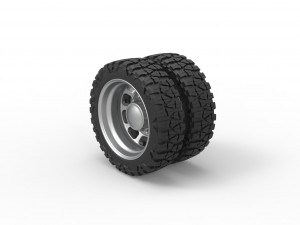 Rear semi wheel for pickup Version 3 Scale 1 to 25 Model Cetak 3D