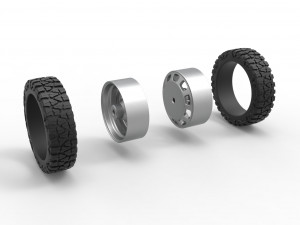 Rear semi wheel for pickup Version 3 Scale 1 to 25 Model Cetak 3D