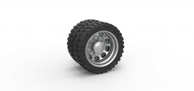 Rear semi wheel for pickup Version 4 Scale 1 to 25 Model Cetak 3D .c4d .max .obj .3ds .fbx .stl .blend 