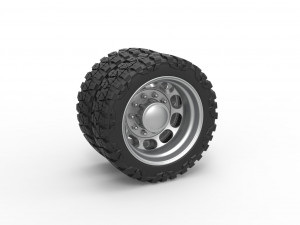 Rear semi wheel for pickup Version 4 Scale 1 to 25 3Dプリントモデル