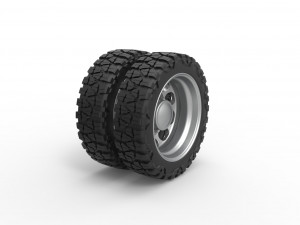 Rear semi wheel for pickup Version 4 Scale 1 to 25 Model Cetak 3D