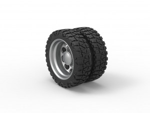 Rear semi wheel for pickup Version 4 Scale 1 to 25 Model Cetak 3D