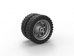 Rear semi wheel for pickup Version 4 Scale 1 to 25 Model Cetak 3D
