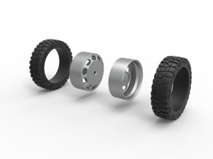 Rear semi wheel for pickup Version 4 Scale 1 to 25 Model Cetak 3D