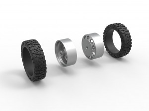 Rear semi wheel for pickup Version 4 Scale 1 to 25 Model Cetak 3D
