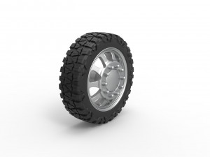 Front semi wheel for pickup Version 5 Scale 1 to 25 3D Baskı Modeli